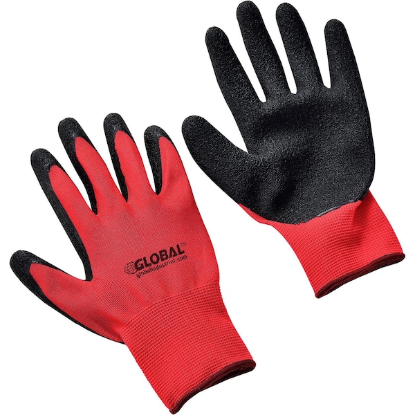 Global Industrial Coated Gloves, Nylon, Rubber, Latex, Red, S 708347S - main